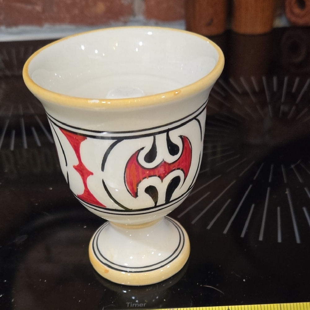 Source Unknown Ceramic Goblet with Red and Black Accents